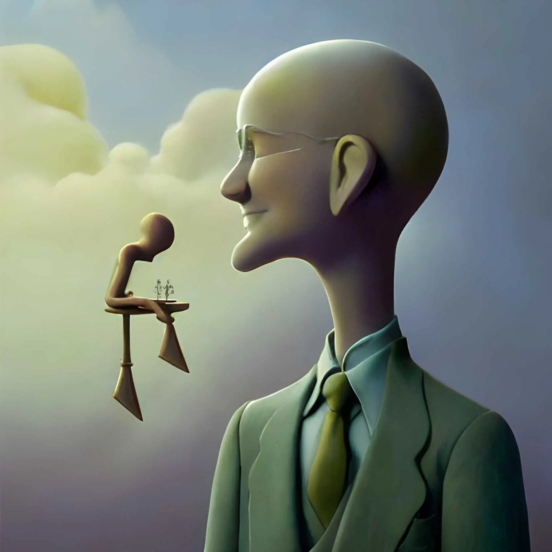 A weird cartoon image of a critic