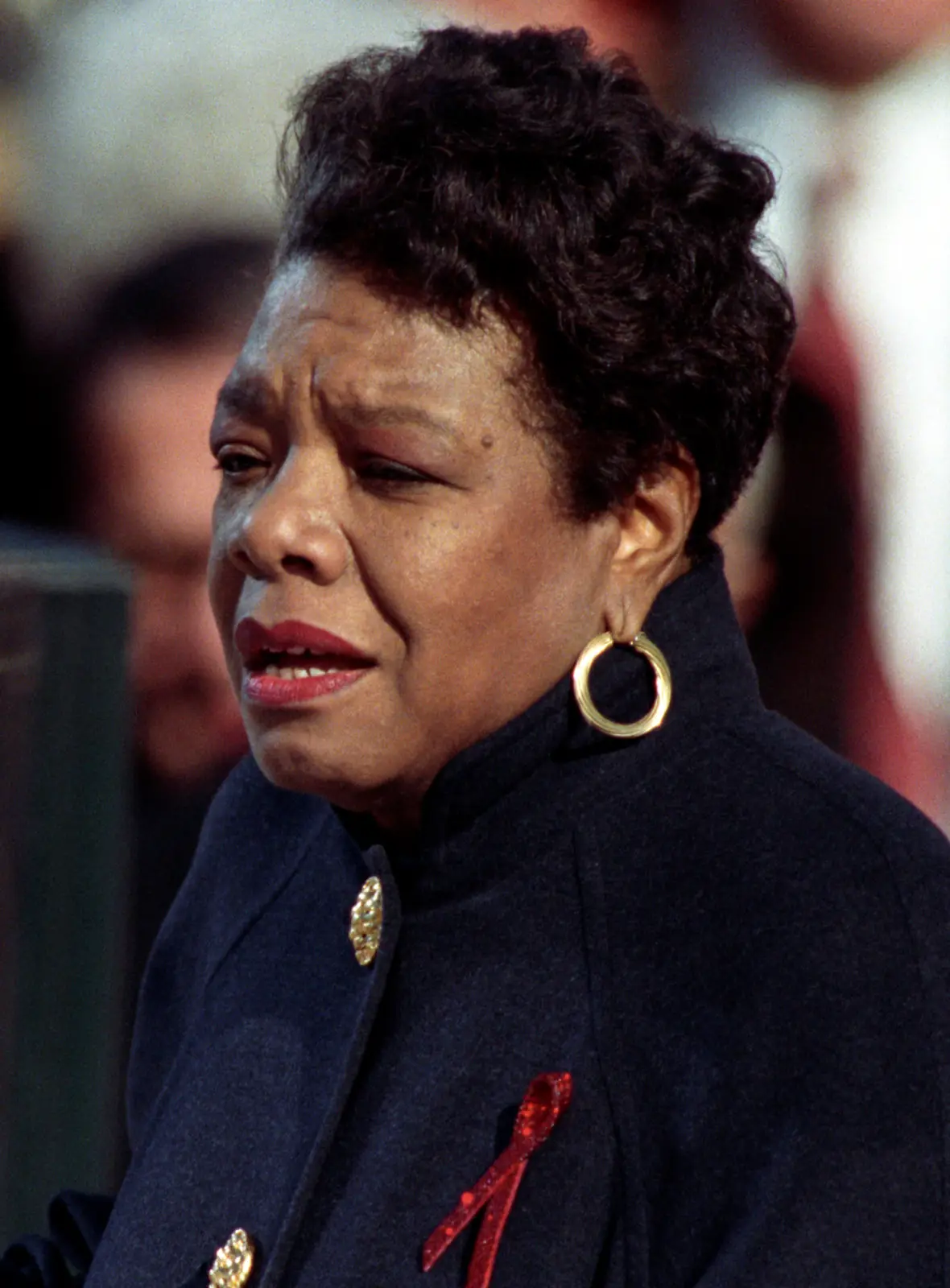 Angelou reciting her poem "On the Pulse of Morning" at U.S. president Bill Clinton's inauguration, January 20, 1993