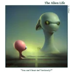 The Alien Life, one panel Comic. A big alien head is in the background to the right, this alien is turned slightly to the left and has a huge right ear. In the foreground to the left is an alien. The caption reads: "You can't hear me? Seriously?"