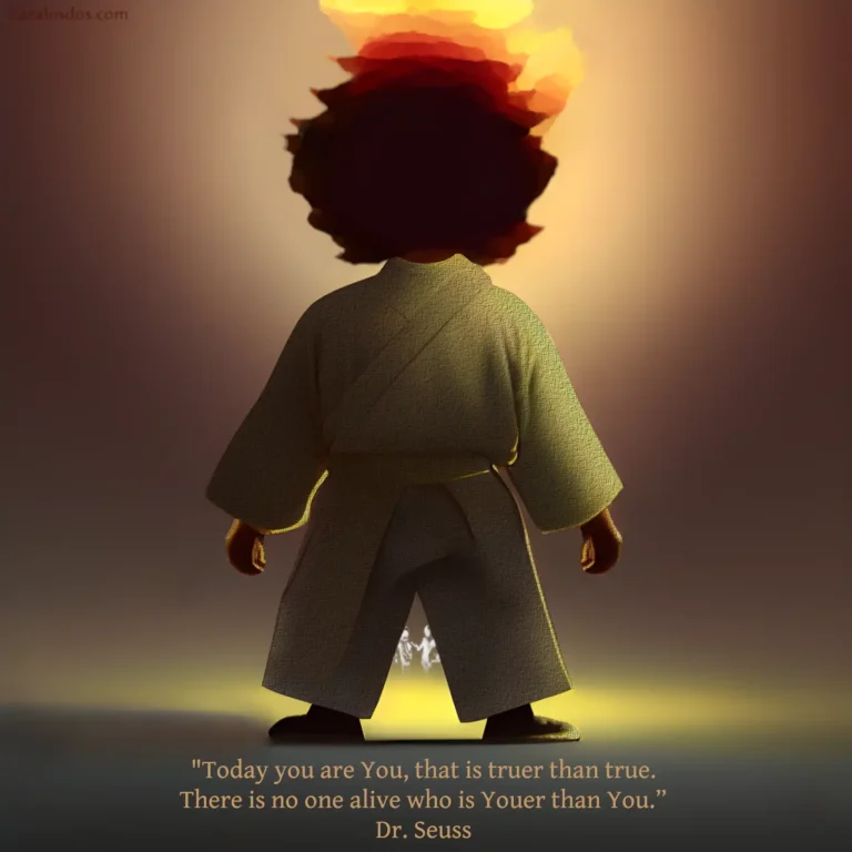 A cartoonish rendering of a samurai from the back. The quote reads: "Today you are You, that is truer than true. There is no one alive who is Youer than You.” Dr. Seuss