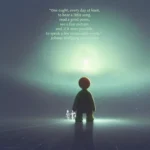 An artistic rendering of a figure that appears to stand upon a sea of stars, before a sea of stars. The quote reads: “One ought, every day at least, to hear a little song, read a good poem, see a fine picture, and, if it were possible, to speak a few reasonable words.” Johann Wolfgang von Goethe