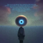 A fantastical artistic rendering of a roundheaded figure with one eye. The quote reads: "They are in you and me; they created us, body and mind; and their preservation is the ultimate rationale for our existence. They have come a long way, those replicators. Now they go by the name of genes, and we are their survival machines." Richard Dawkins